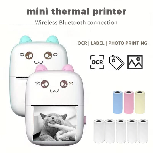 MINI impresora termica Label Memo Machine 200dpi Bluetooth Inkless Pocket