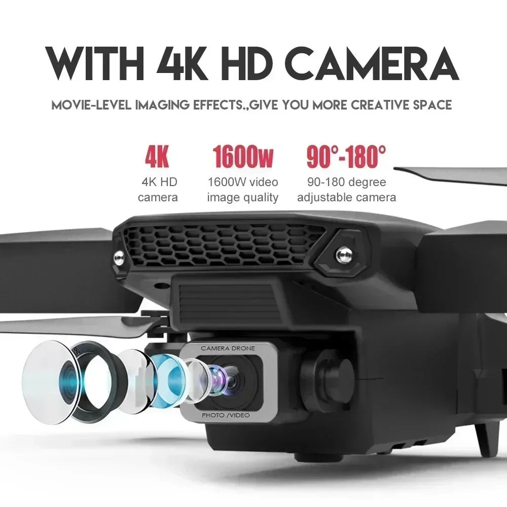 E88Pro RC DRONE 4K Professinal With 1080P Wide Angle HD Camera Foldable Helicopter WIFI FPV Height Hold Gift Toy