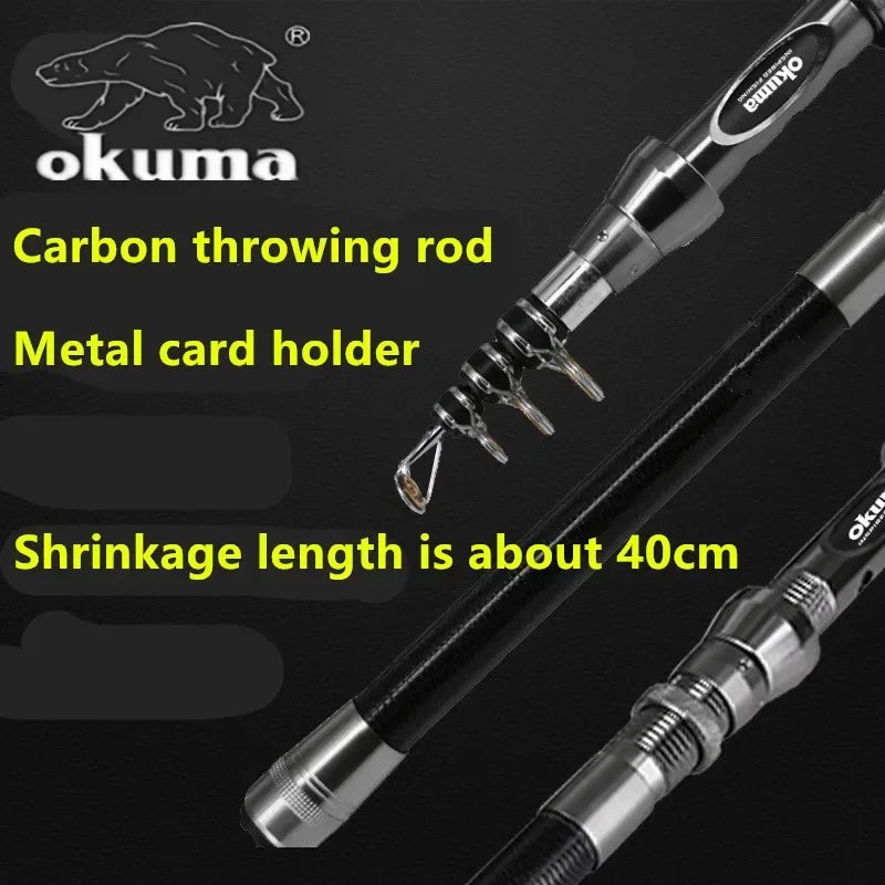 caña de pesca telescopica OKUMA New Carbon Rock Rod 1.5M/1.8M/2.1M/2.4M/2.7M guia de ceramica alta resistencia