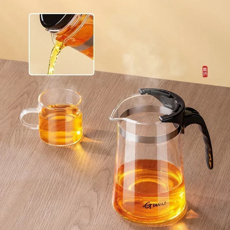 TETERA CON INFUSOR Infuser espesado vidrios resistente resistente Tea Pot One-button Filtering Tea Separation Tea Coffee Make