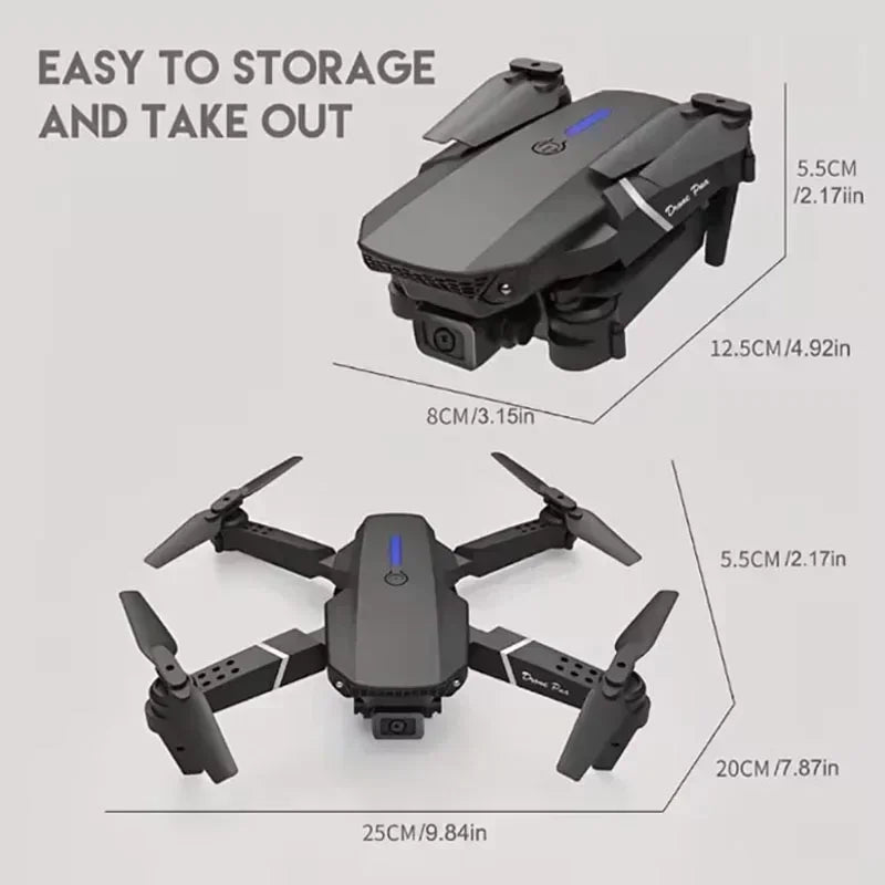 E88Pro RC DRONE 4K Professinal With 1080P Wide Angle HD Camera Foldable Helicopter WIFI FPV Height Hold Gift Toy