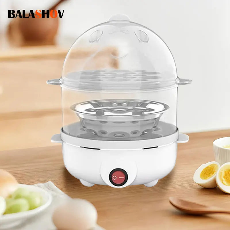 cocinadora de huevos y verduras Electric Egg Cooker Double La Capas de caldera de huevo Maíz de leche de desayuno rápido de desayuno de cocina de huevo Steamer A