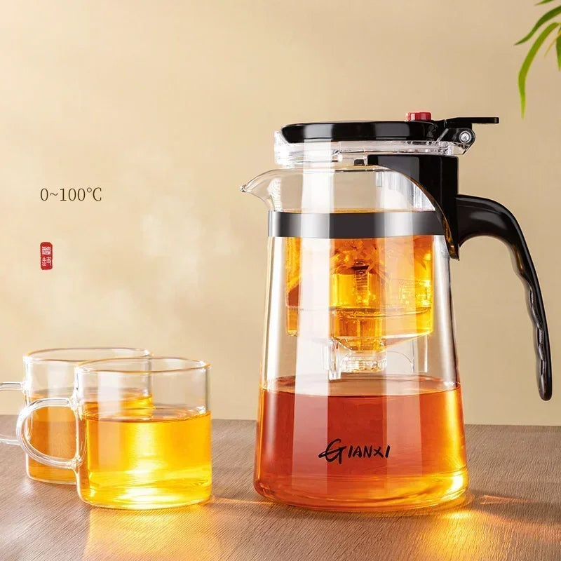 TETERA CON INFUSOR Infuser espesado vidrios resistente resistente Tea Pot One-button Filtering Tea Separation Tea Coffee Make