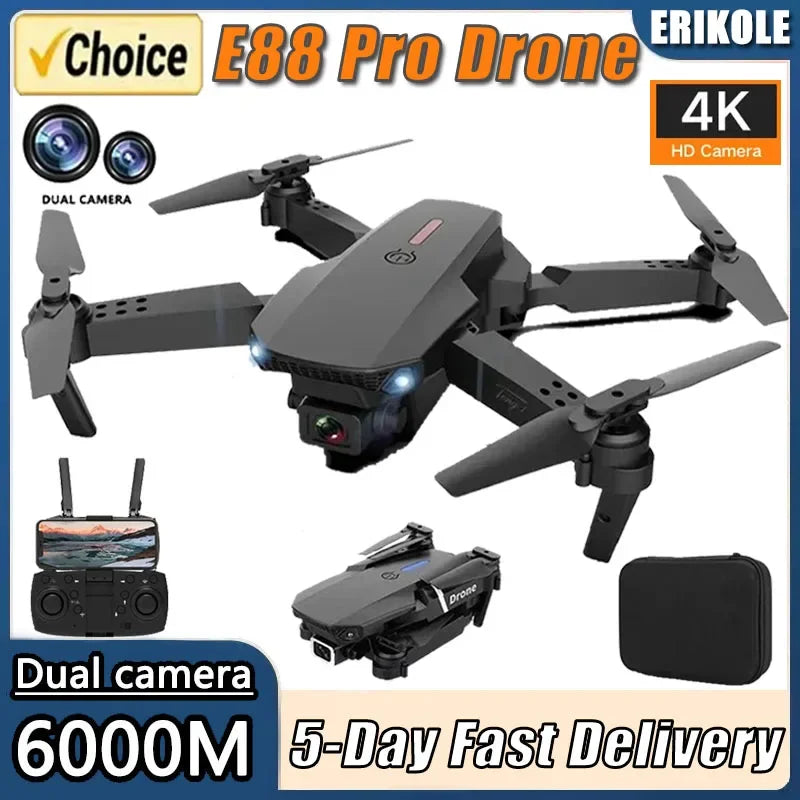 E88Pro RC DRONE 4K Professinal With 1080P Wide Angle HD Camera Foldable Helicopter WIFI FPV Height Hold Gift Toy