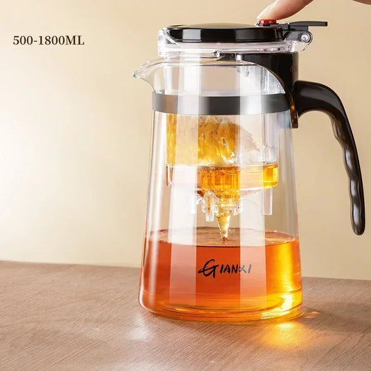 TETERA CON INFUSOR Infuser espesado vidrios resistente resistente Tea Pot One-button Filtering Tea Separation Tea Coffee Make