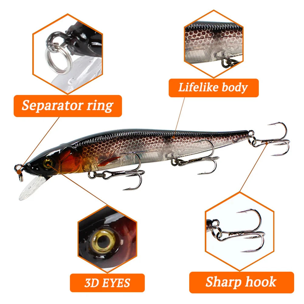 señuelos de pesca 1PCS 115mm 14g Minnow Fishing Lure Wobblers Sinking Deep Artificial Quality Plastic Hard Bait Crankbait Pesca Bass Tackle