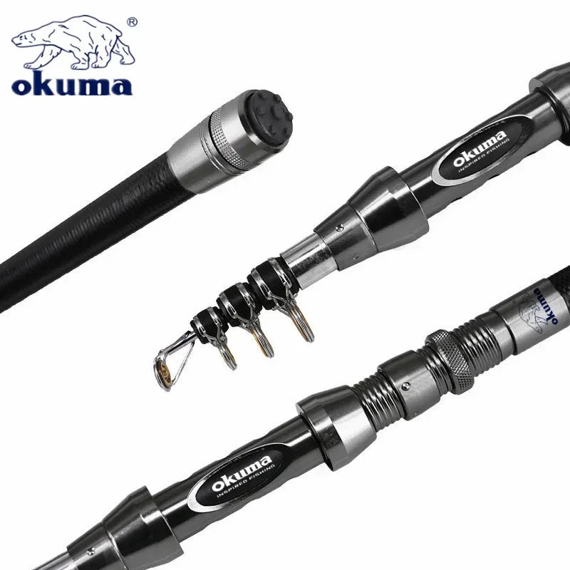 caña de pesca telescopica OKUMA New Carbon Rock Rod 1.5M/1.8M/2.1M/2.4M/2.7M guia de ceramica alta resistencia