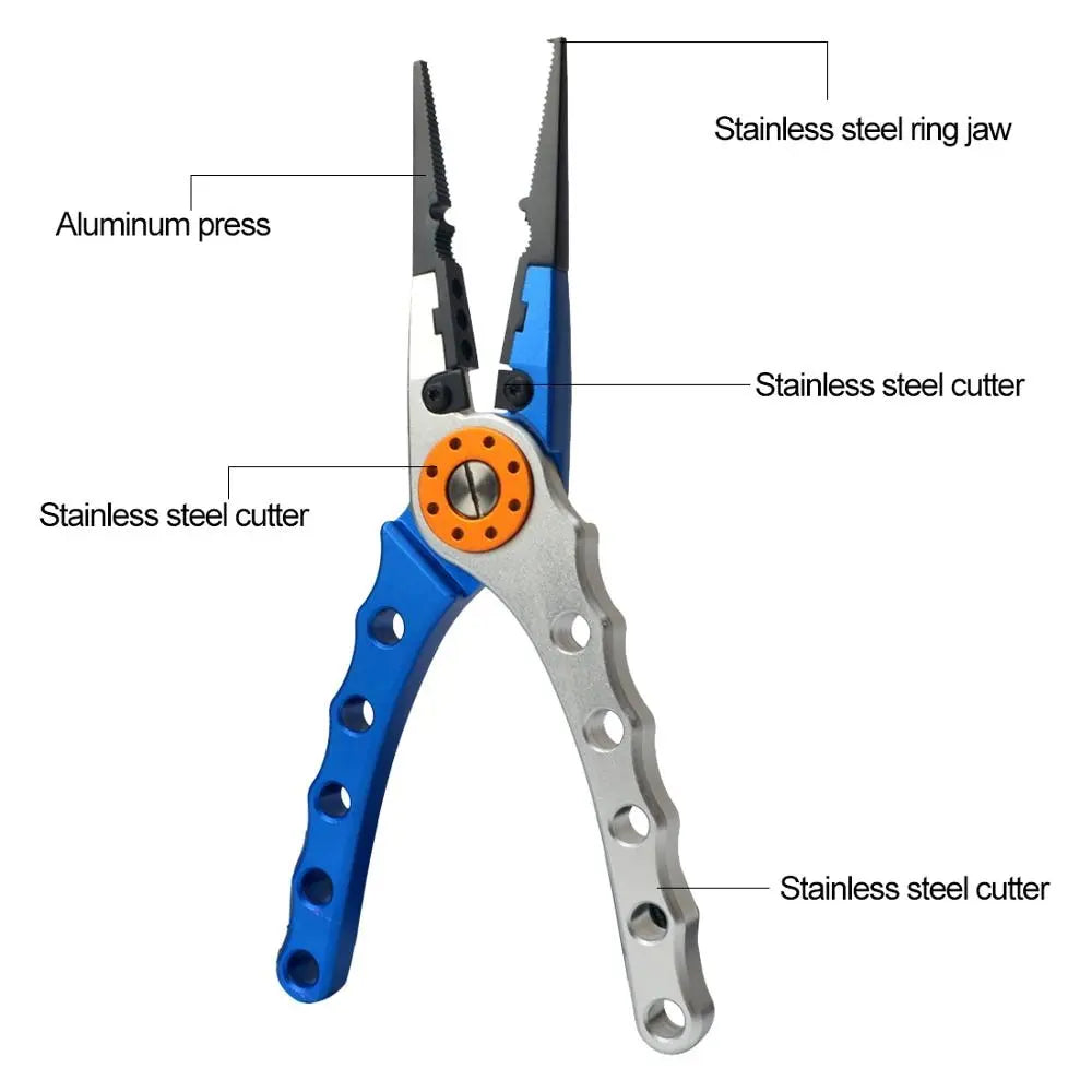 pinza Fishing Pliers Line Cutter Multifunctional Knot Aluminum Alloy Scissors Hook Remover 150g 20CM Fishing Equipment