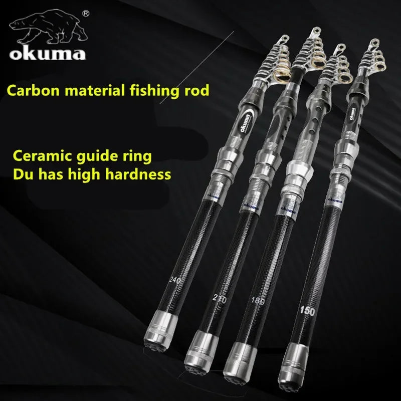 caña de pesca telescopica OKUMA New Carbon Rock Rod 1.5M/1.8M/2.1M/2.4M/2.7M guia de ceramica alta resistencia