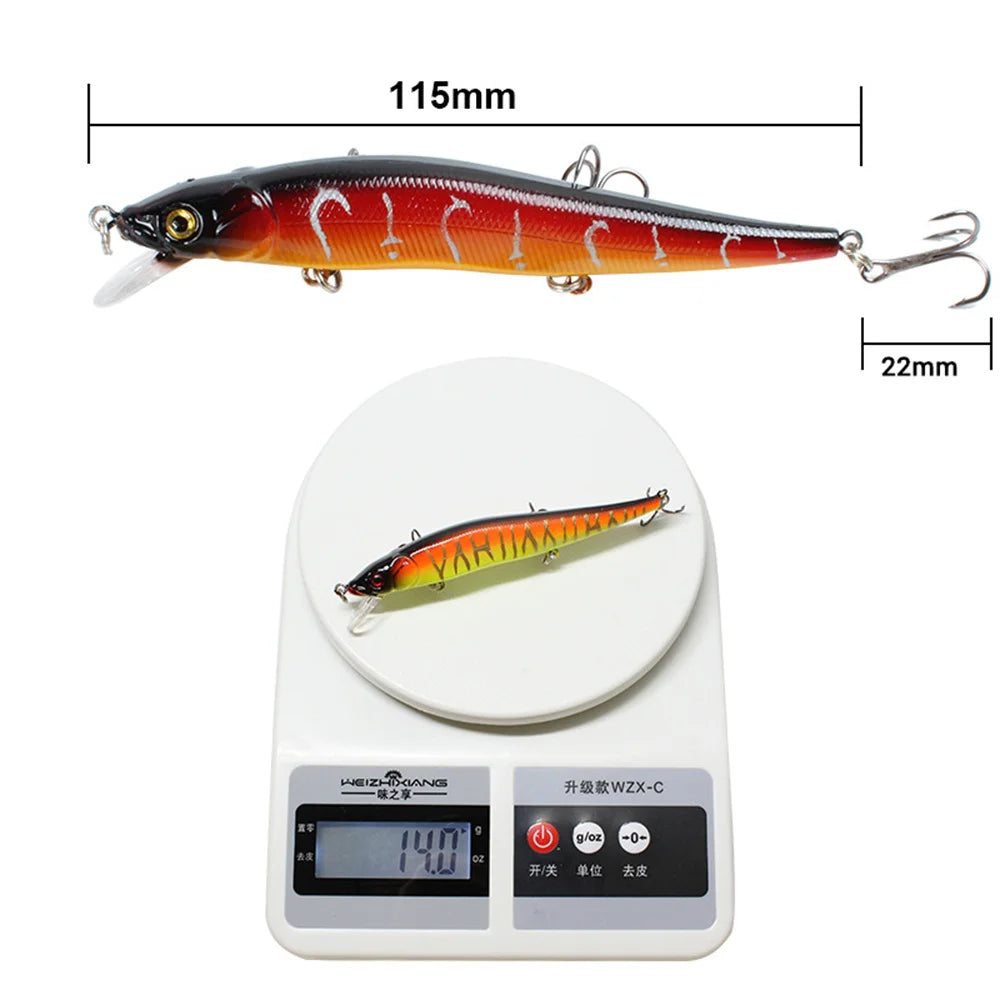 señuelos de pesca 1PCS 115mm 14g Minnow Fishing Lure Wobblers Sinking Deep Artificial Quality Plastic Hard Bait Crankbait Pesca Bass Tackle