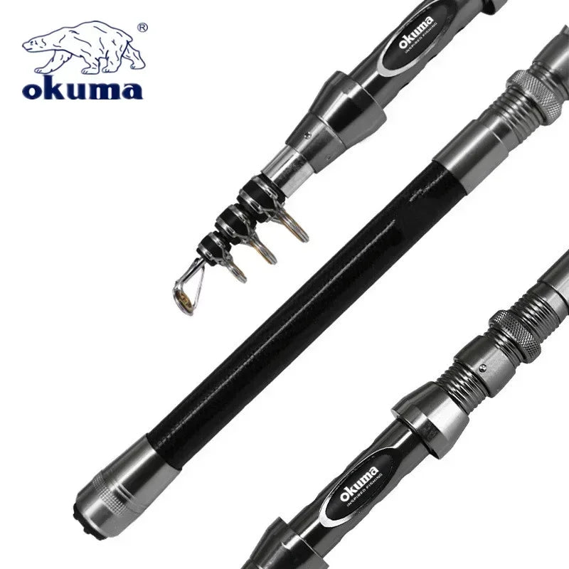 caña de pesca telescopica OKUMA New Carbon Rock Rod 1.5M/1.8M/2.1M/2.4M/2.7M guia de ceramica alta resistencia